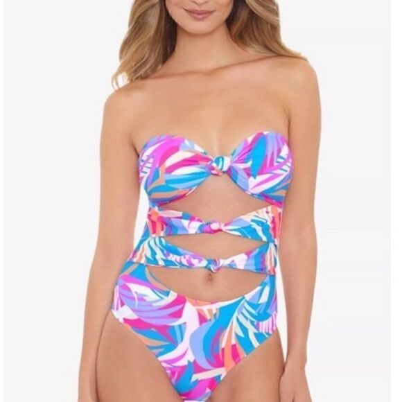 Salt + Cove Juniors' Tropical Breeze
Knotted One-Piece Swimsuit,swimwear Multi M - Picture 5 of 12